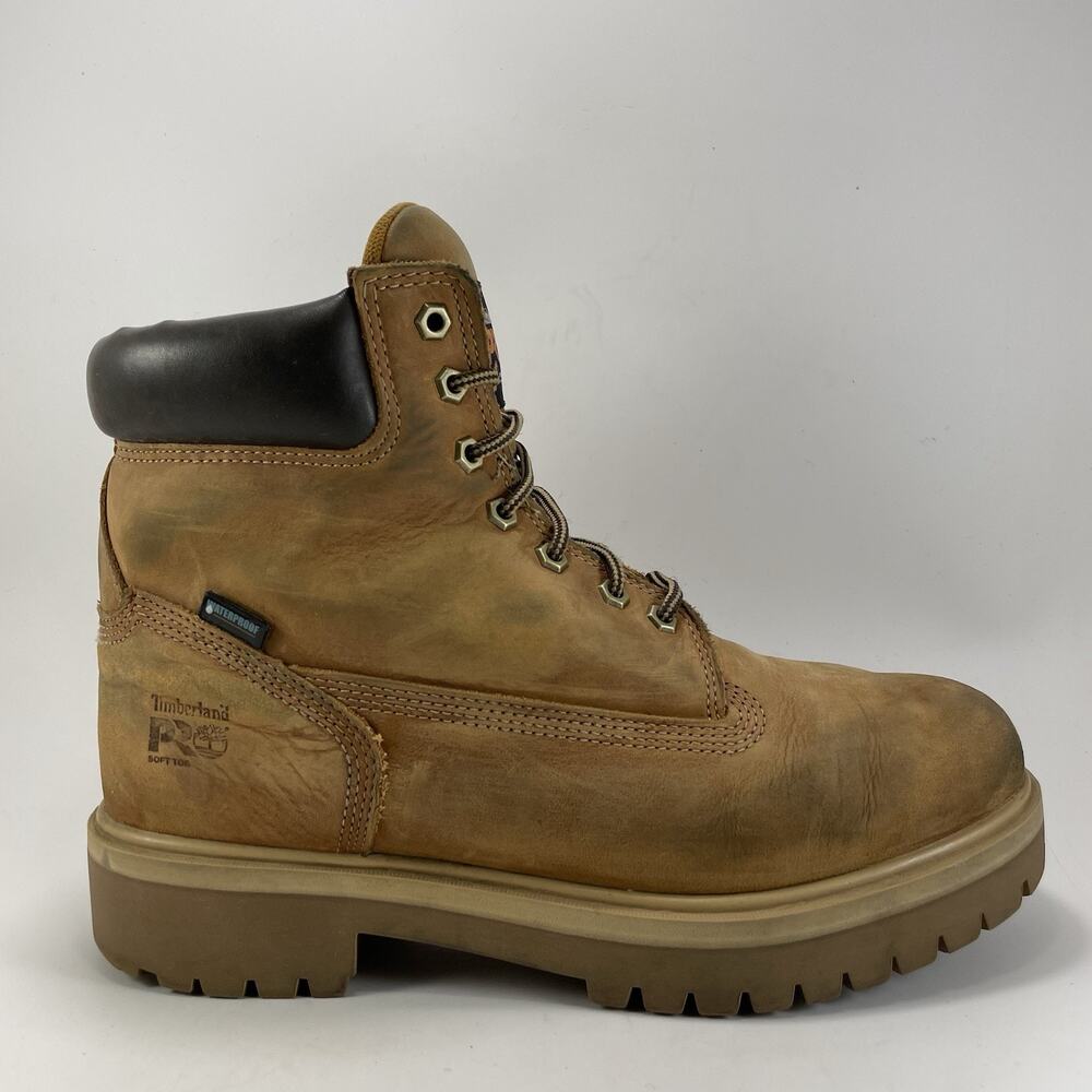 Timberland Pro Waterproof Work Boots Mens 10.5M Wheat Steel Toe Leather Boots